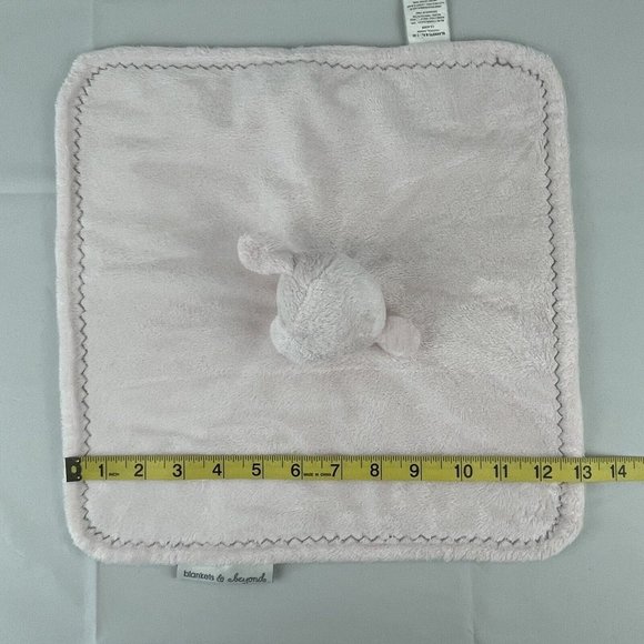 Blankets & Beyond Pink Lamb Sheep Lovey 13" Baby Security Blanket Zigzag Edging - Picture 5 of 6